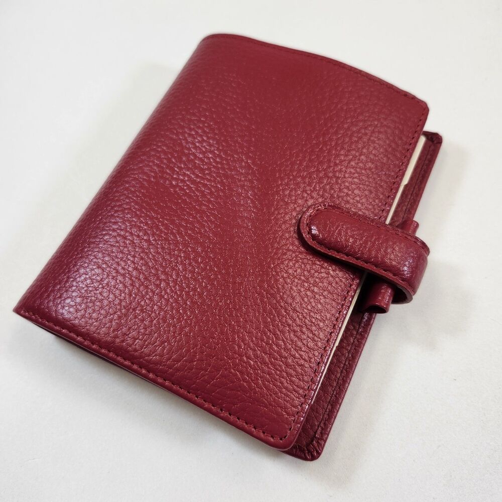 Filofax Pocket Finsbury Organizer Address Book Planner Red Italian Leather VTG
